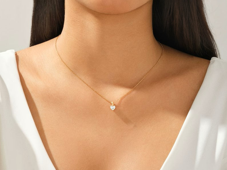 Solid Gold Heart Diamond Pendant
