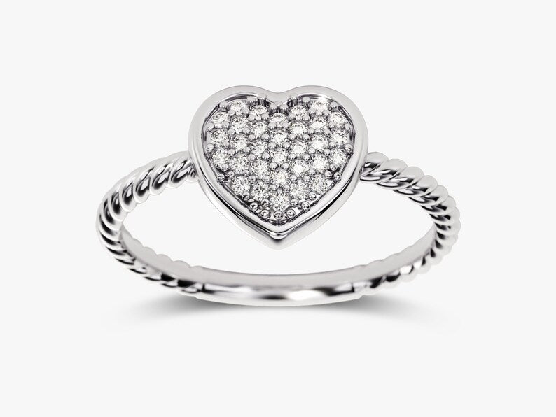 Solid Gold Twisted Heart Wedding Ring