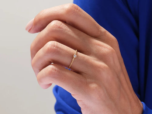 18K Solid Gold 0.05 CT Round Lab Grown Diamond Ring