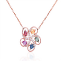 Solid Gold Pear Multi Sapphire Necklace