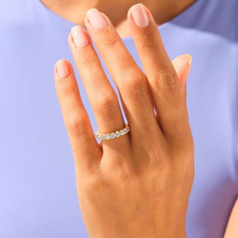 Solid Gold Half-Eternity Diamond Wedding Band