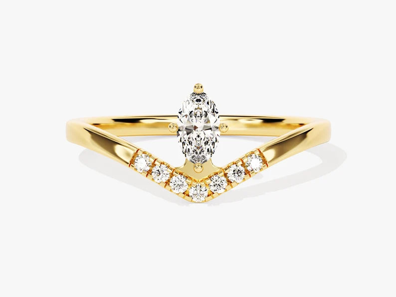 Solid Gold Oval Wishbone Ring