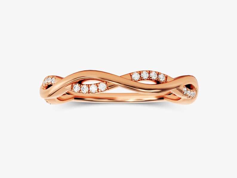 Solid Gold Twisted Diamond Wedding Vintage Ring