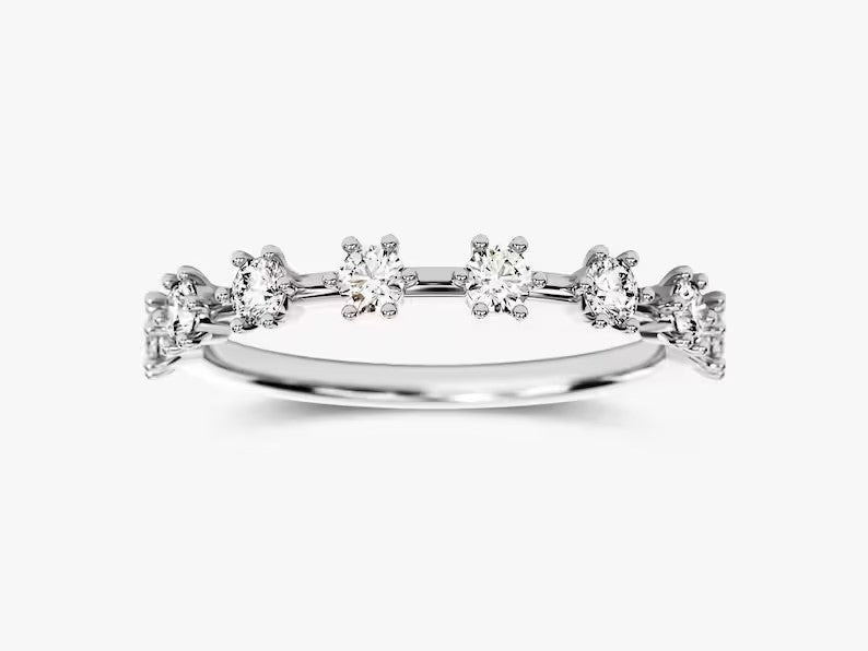 Solid Gold Diamond Distance Wedding Ring