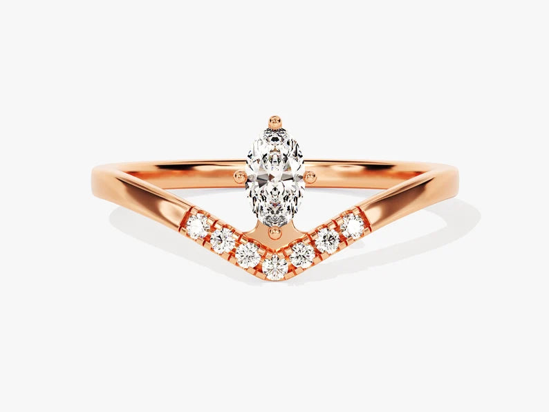 Solid Gold Oval Wishbone Ring