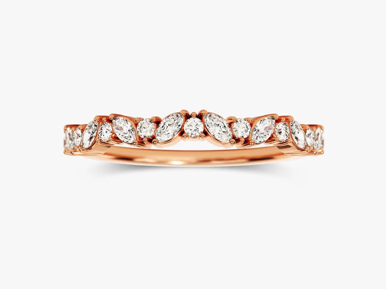 Solid Gold Round and Marquise Wedding