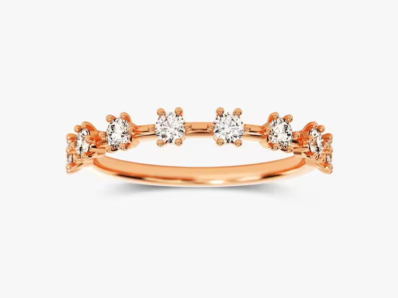 Solid Gold Diamond Distance Wedding Ring