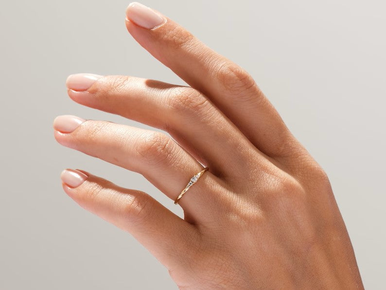 Solid Gold Twisted Three-Stone Wedding Ring