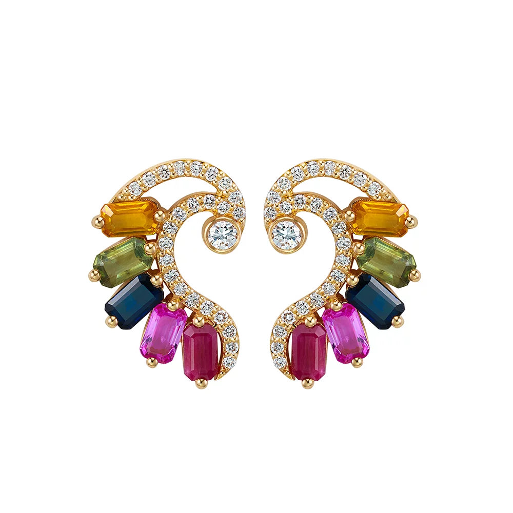 Solid Gold Festival Heart Earrings