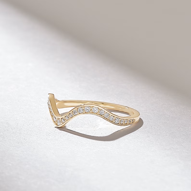 Solid Gold Diamond Alternating Pave Stacking Ring