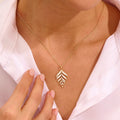 Solid Gold Diamond Leaf Pendant
