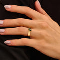18K Solid Gold Moss Agate Solitaire Ring - Style A