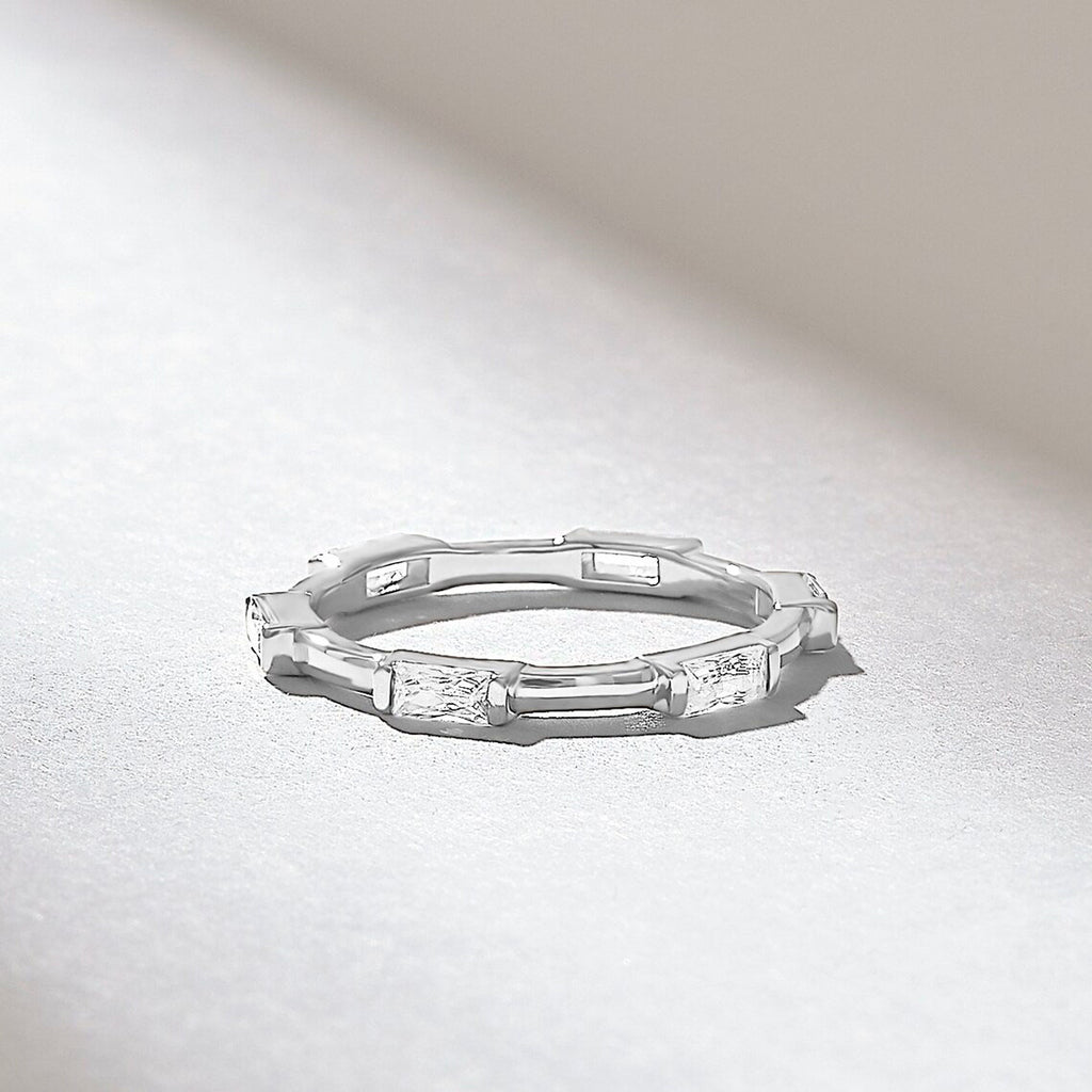Solid Gold Baguette Diamond Distance Wedding Band (8C3736)