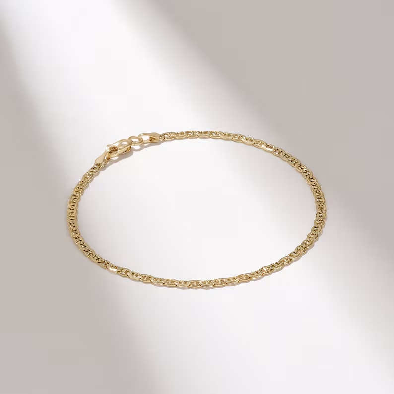 Solid Gold Mariner Chain Bracelet