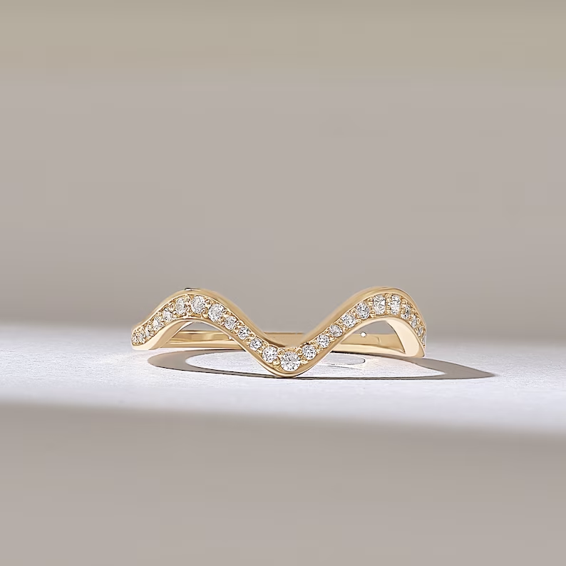Solid Gold Diamond Alternating Pave Stacking Ring