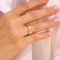 Solid Gold Leaf Engraved Band