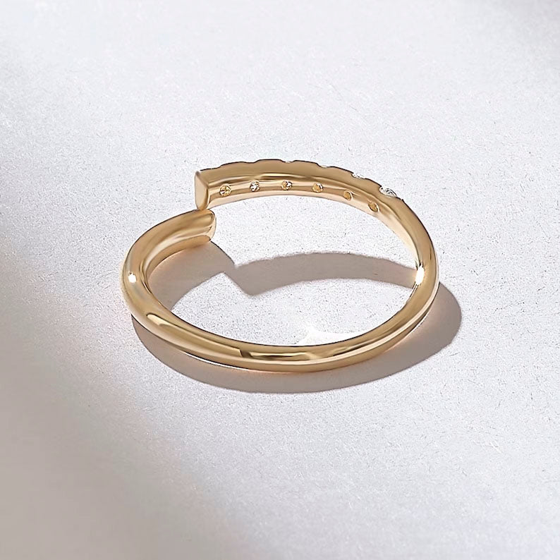 Solid Gold Ascending Diamond Bypass Wedding Ring