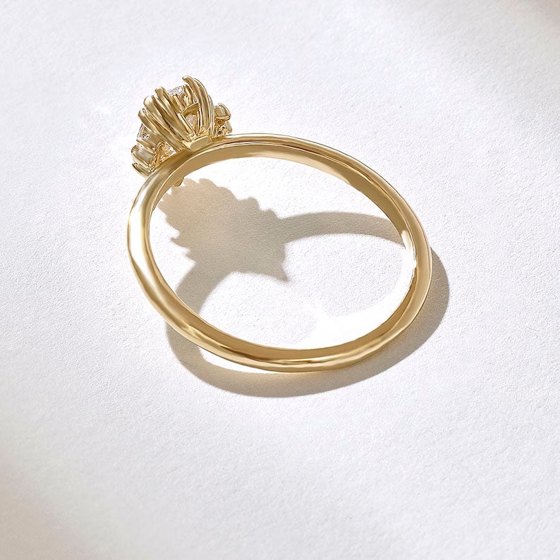 Solid Gold Solid Vintage Inspired Diamond Solitaire Engagement Ring