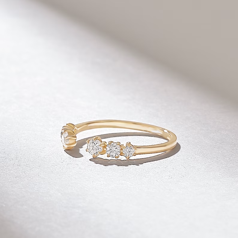 Solid Gold Ascending Diamond Front Cuff Ring