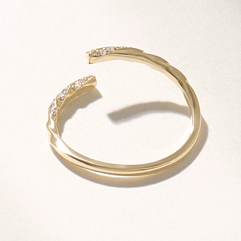 Solid Gold Twisted Wrap Around Ring