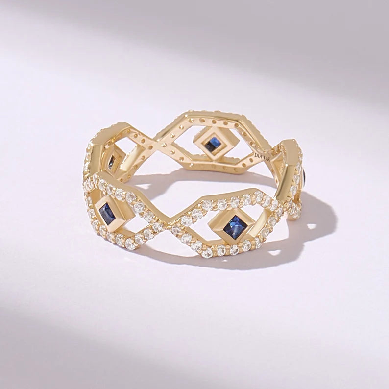 Solid Gold Natural Sapphire Ring