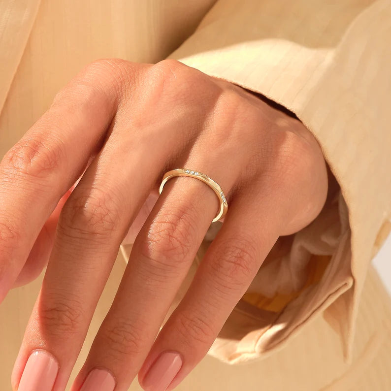 Solid Gold Pave Diamond Ring