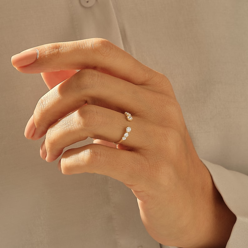 Solid Gold Ascending Diamond Front Cuff Ring
