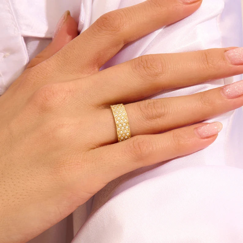 Solid Gold Honeycomb Wedding Band