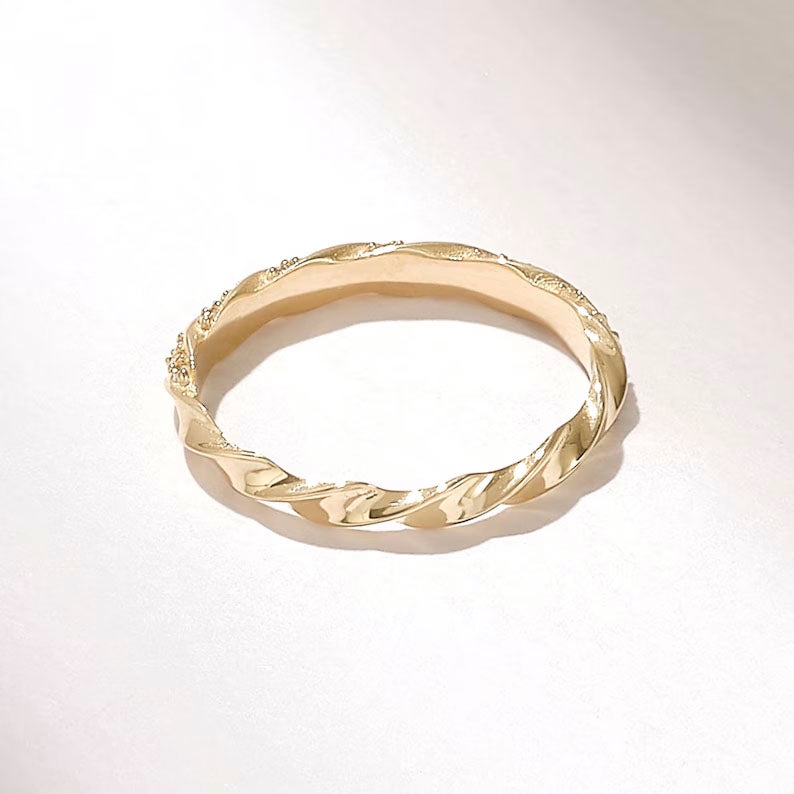Solid Gold Diamond Twisted Half Eternity Ring