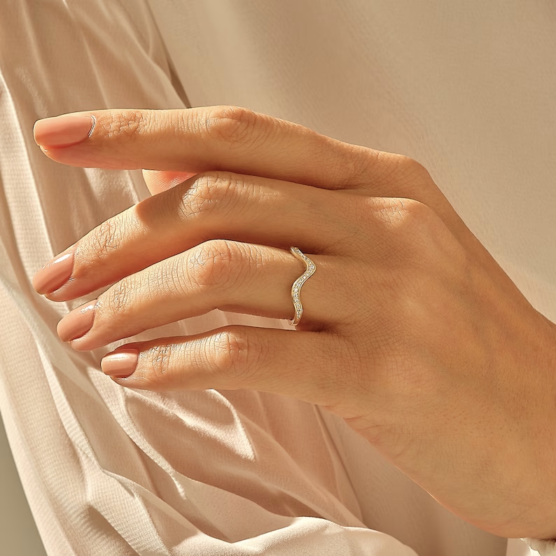 Solid Gold Diamond Alternating Pave Stacking Ring