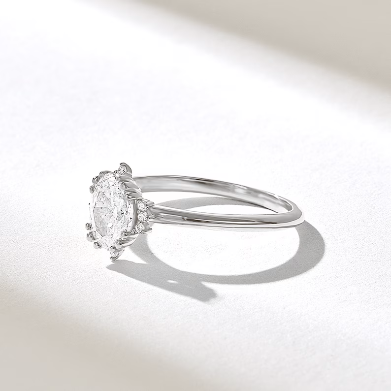 Solid Gold Solid Vintage Inspired Diamond Solitaire Engagement Ring