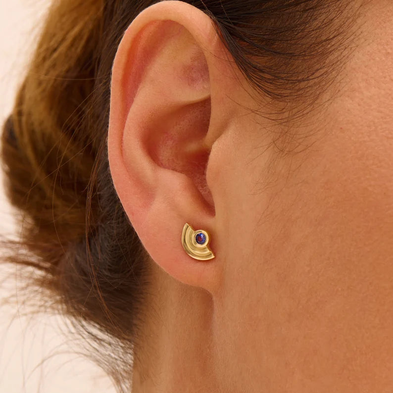 Solid Gold Tiny Sapphire Earrings: September Birthstone Jewelry for Women
