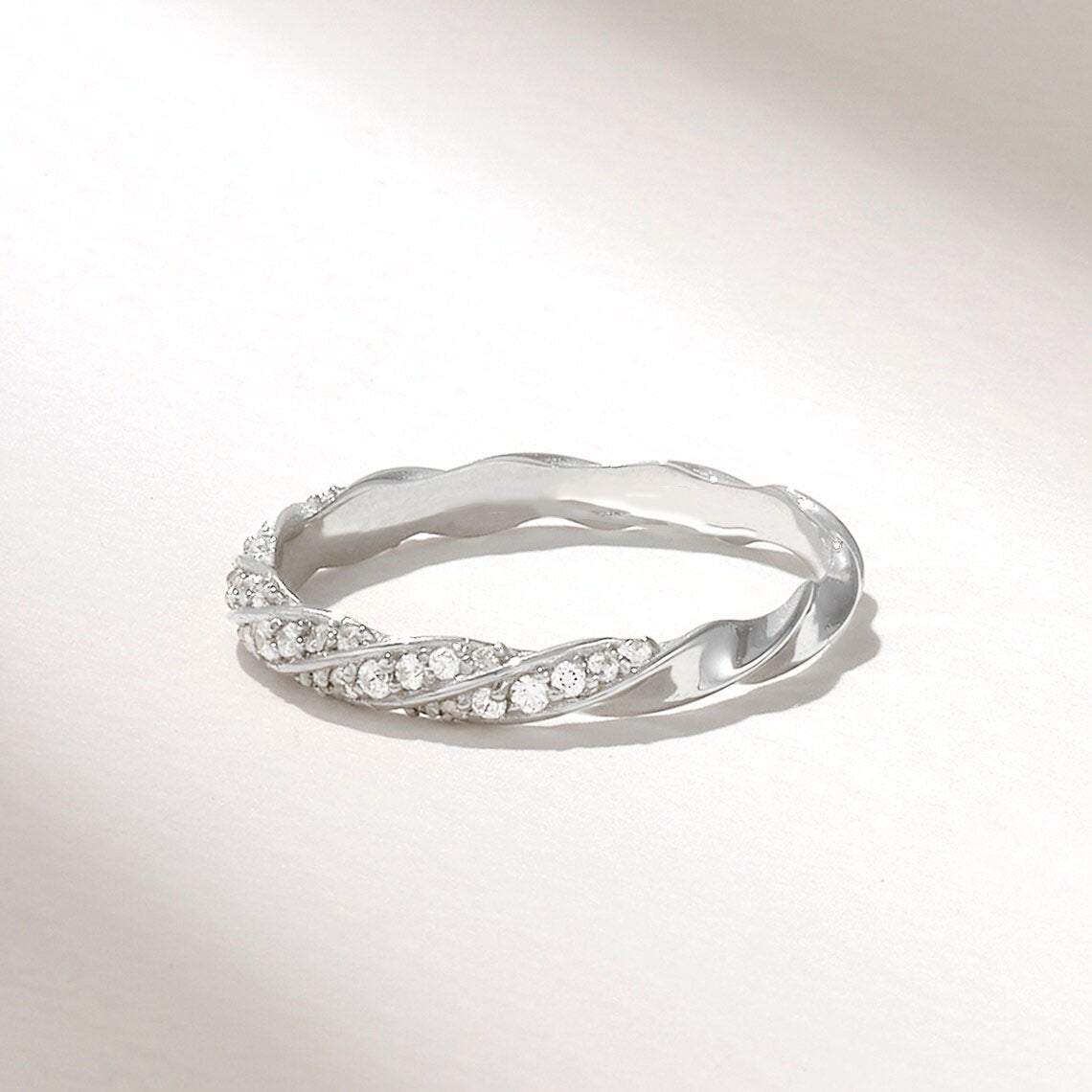 Solid Gold Diamond Twisted Half Eternity Ring