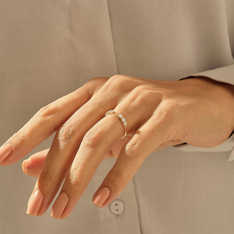 Solid Gold Ascending Diamond Front Cuff Ring