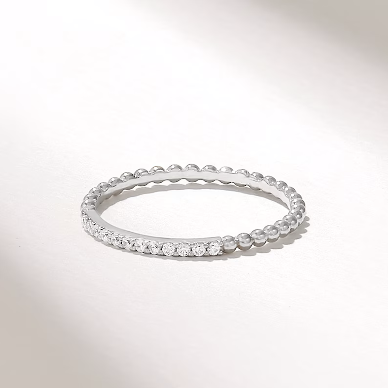 Solid Gold Tiny Ball Stacking Ring