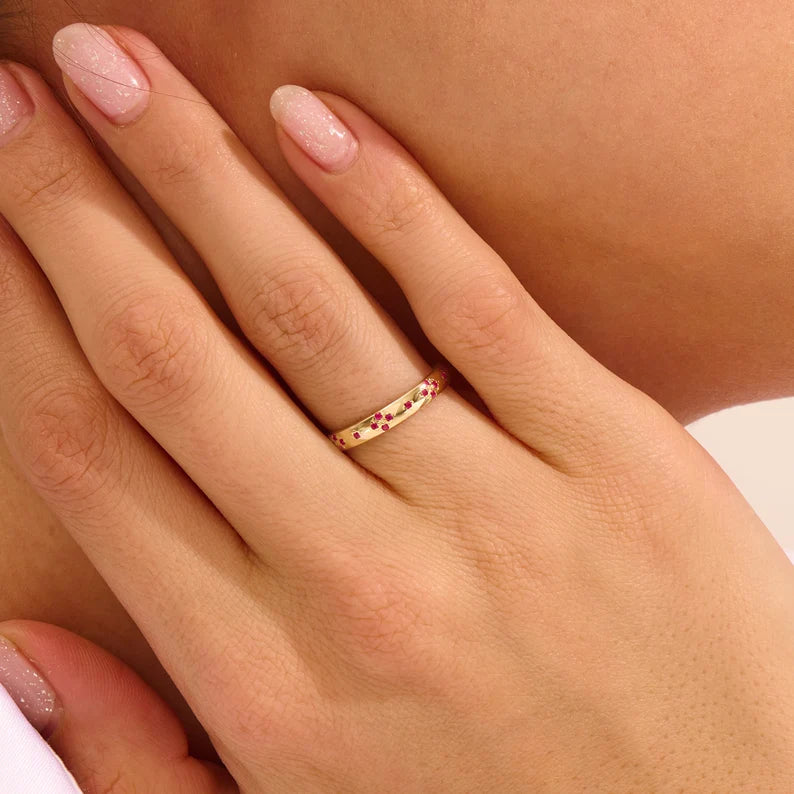 Solid Gold Ruby Wedding Band (DB7787)