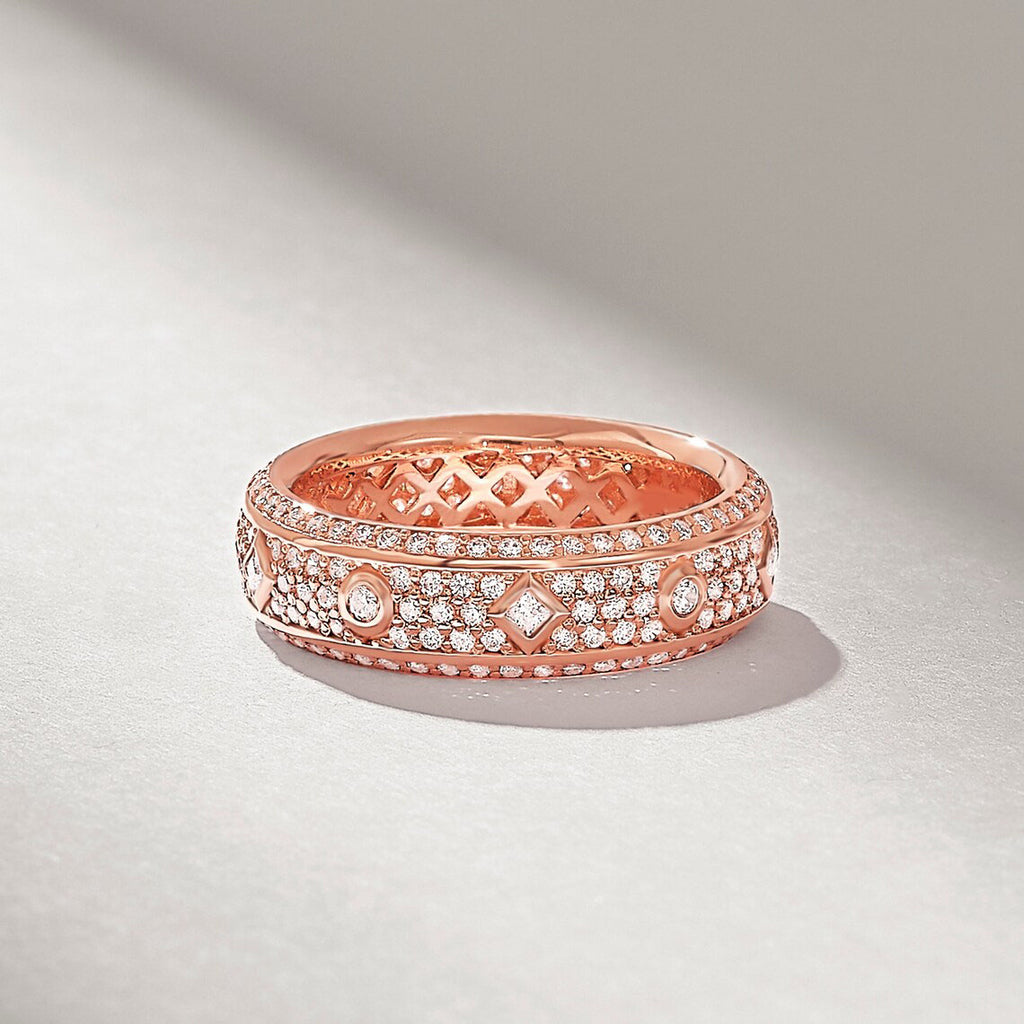 Solid Gold Micro Pave Diamond Eternity Wedding Band (08DF7E)