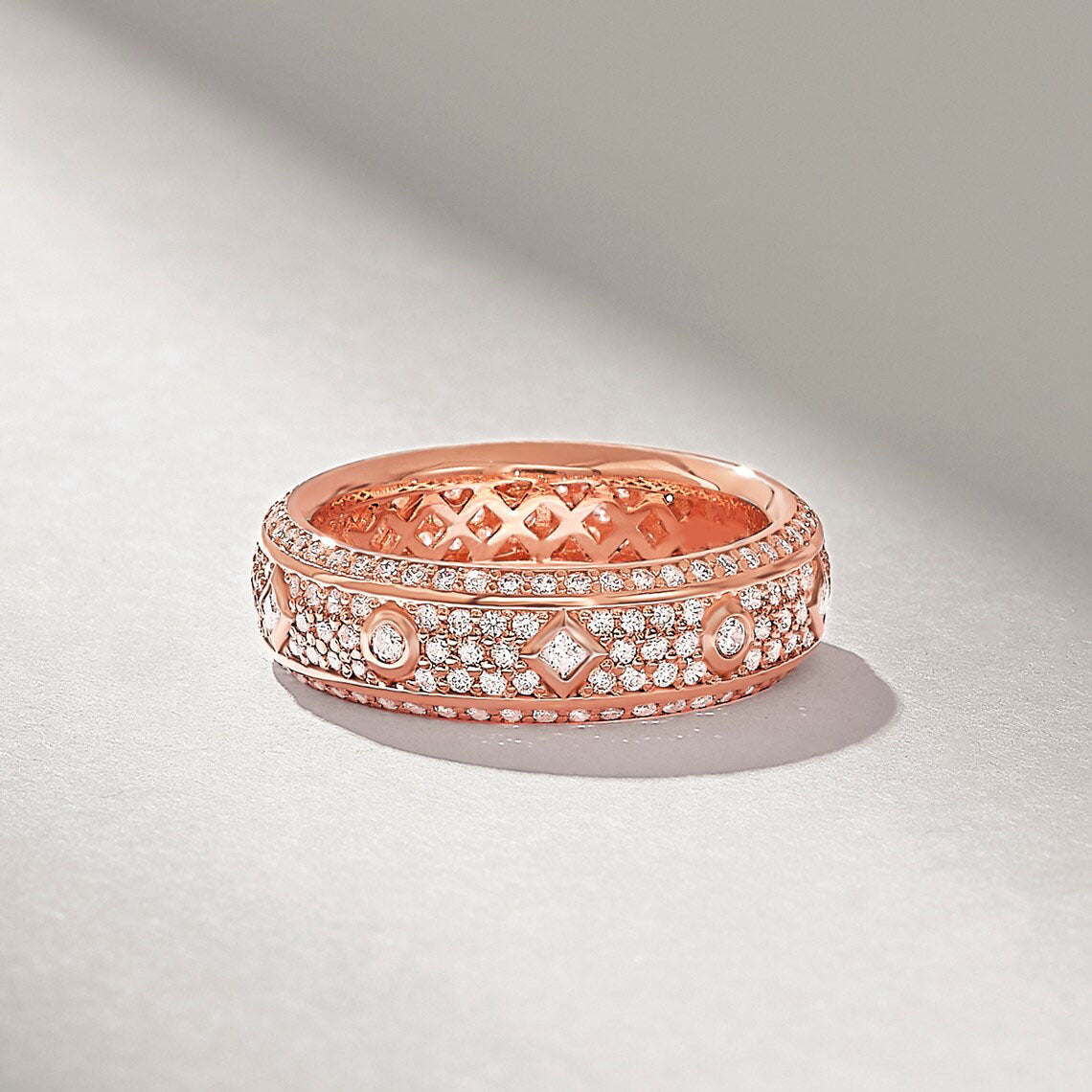 Solid Gold Micro Pave Diamond Eternity Wedding Band (08DF7E)