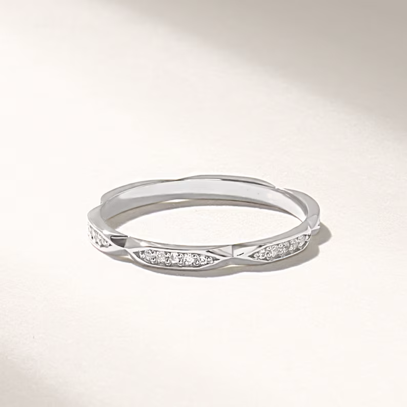 Solid Gold Pave Eternity Stacking Ring