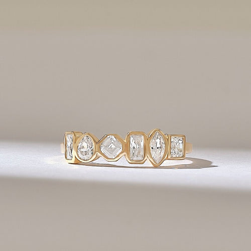Solid Gold 0.7ctw Mixed Cut Diamond Wedding Ring