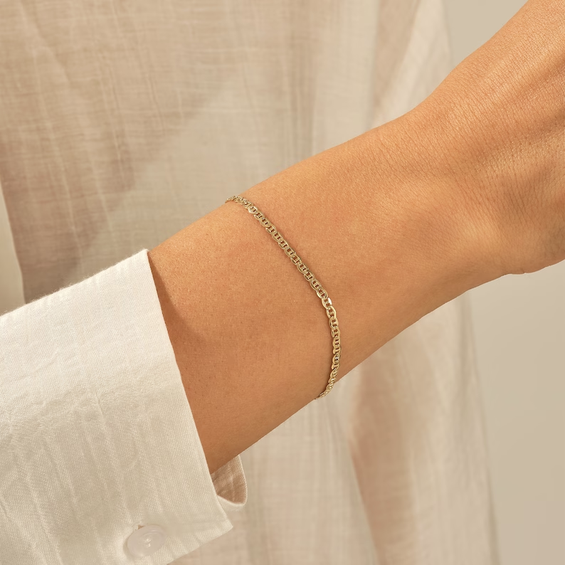 Solid Gold Mariner Chain Bracelet