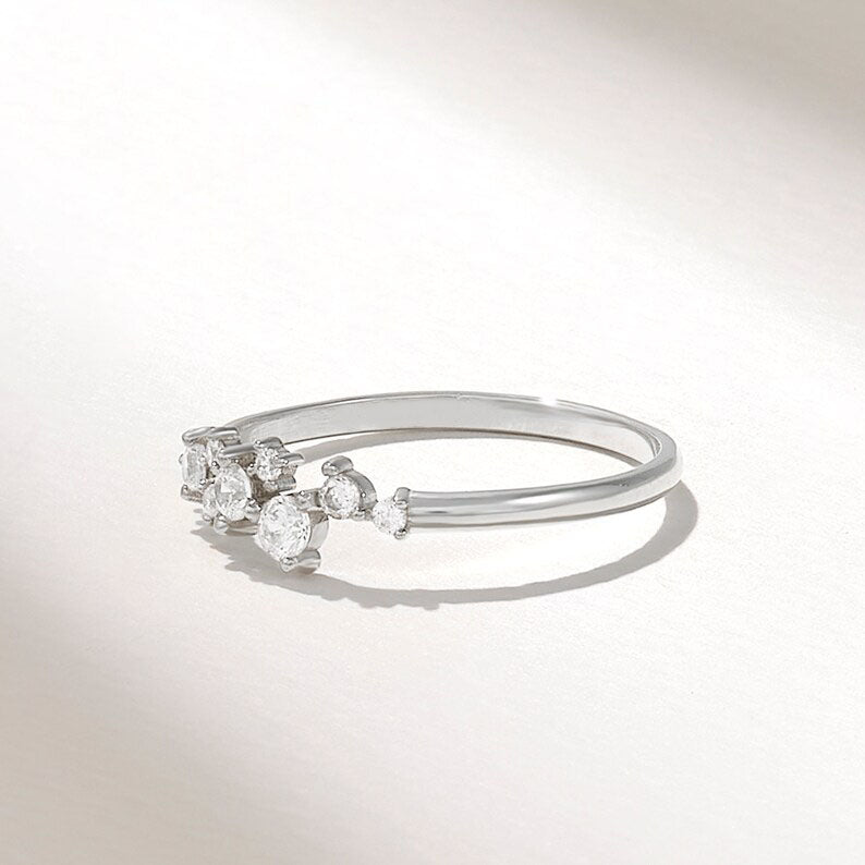 Solid Gold Diamond Cluster Wedding Ring