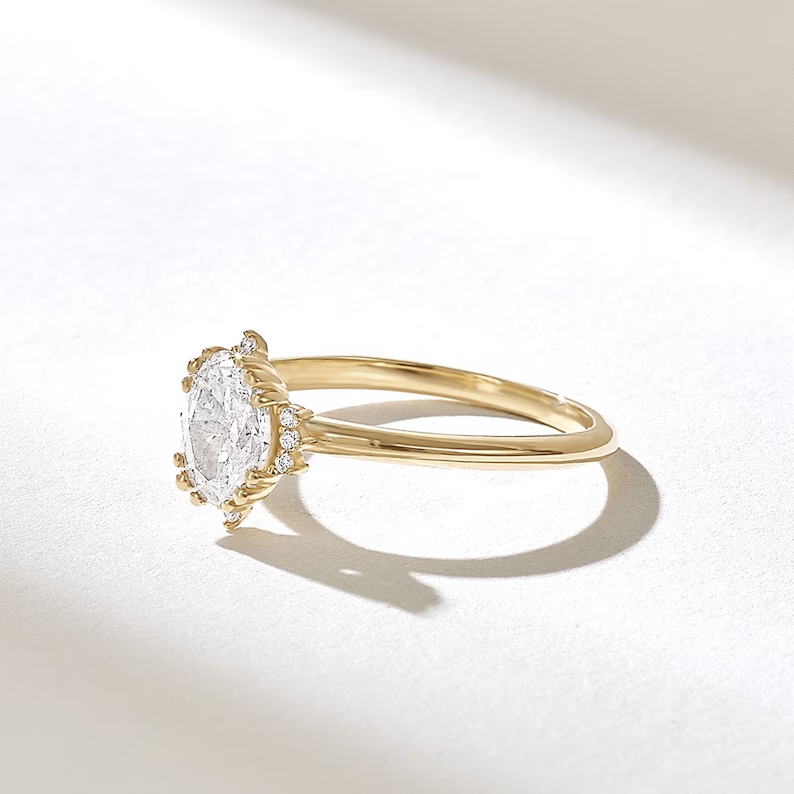 Solid Gold Solid Vintage Inspired Diamond Solitaire Engagement Ring