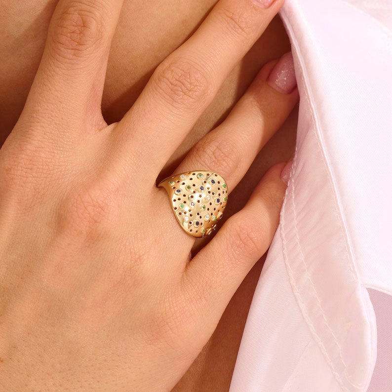 Solid Gold Statement Ring