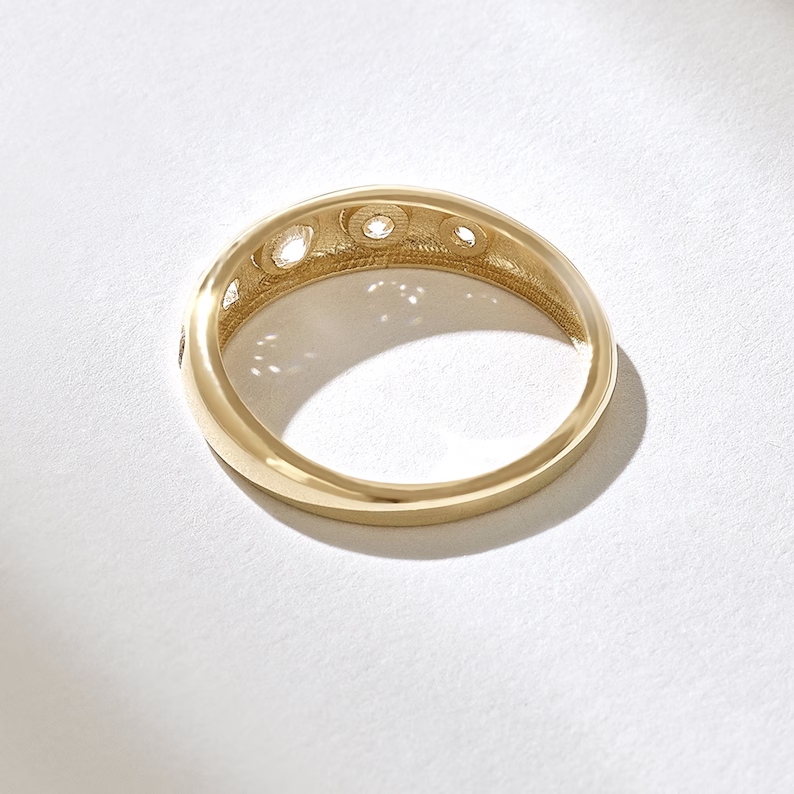 Solid Gold Bezel Diamond Wedding Ring