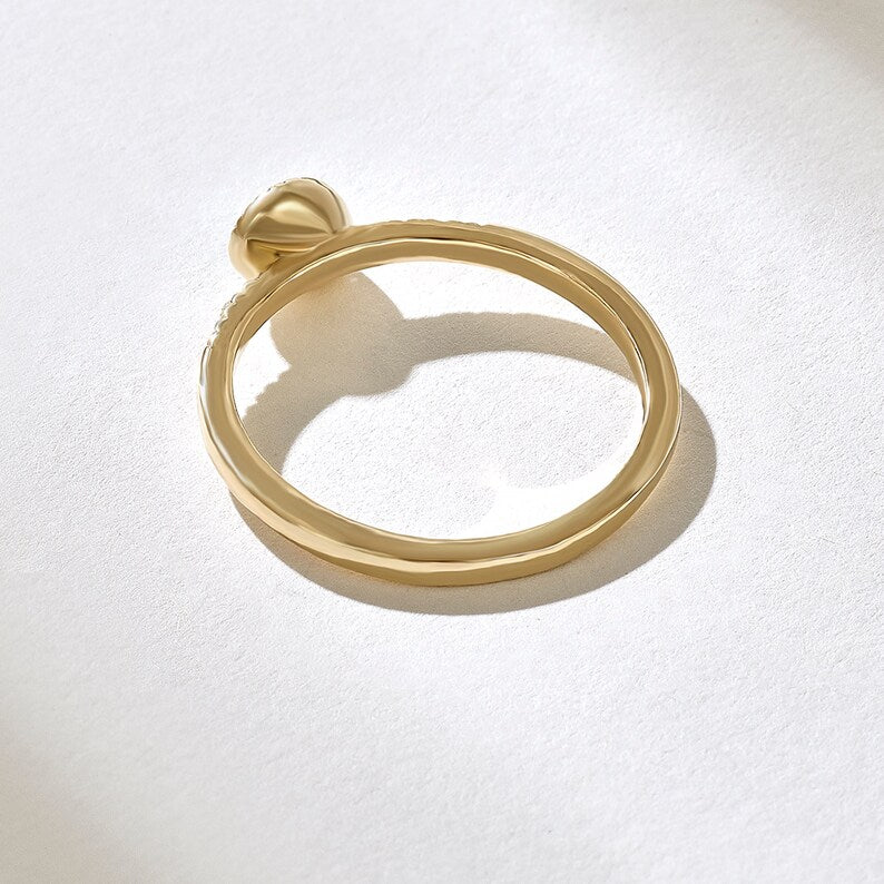 Solid Gold Pear Emerald Engagement Ring