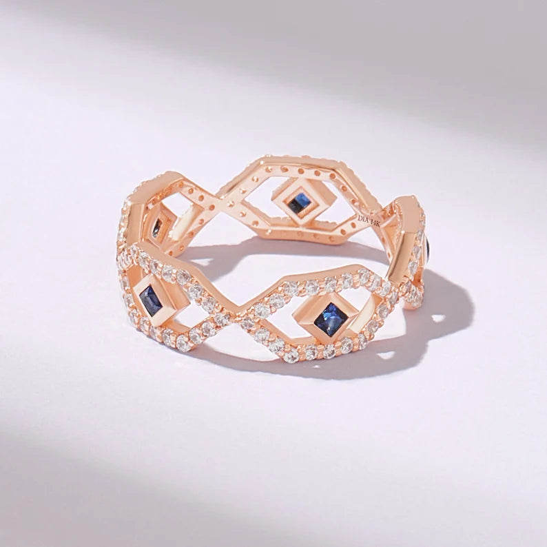 Solid Gold Natural Sapphire Ring