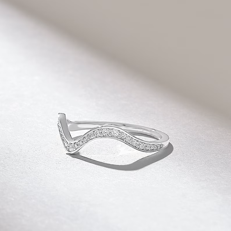 Solid Gold Diamond Alternating Pave Stacking Ring