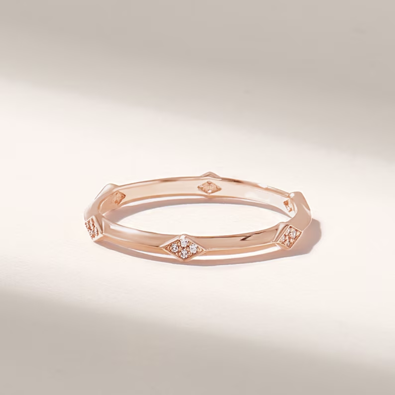 Solid Gold Rhombus Wedding Band