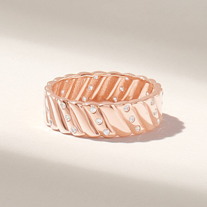 Solid Gold Diamond Pave Wedding Band